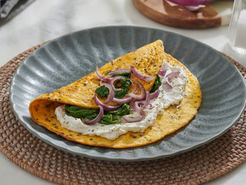 Puck Labneh on Egg Omelet