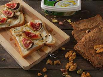 White Toast Bread with Puck Labneh and Fresh Fig