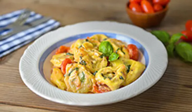 Four Cheese Tortellini with Tomato and Basil